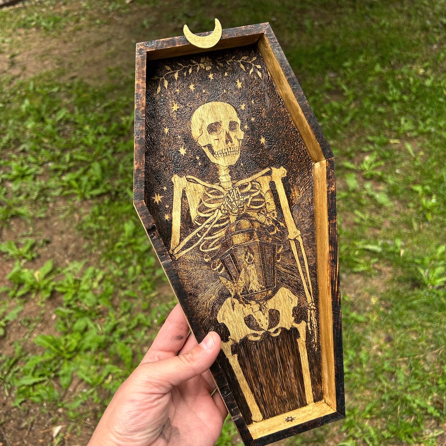 Custom dice tray with intricate woodwork